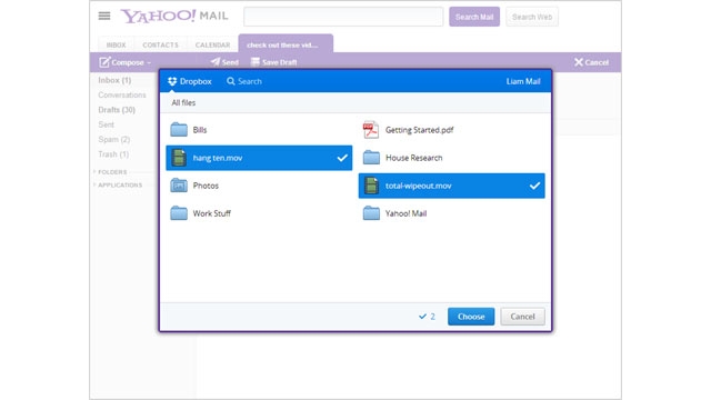 Yahoo Mail adds support to attach files from Dropbox