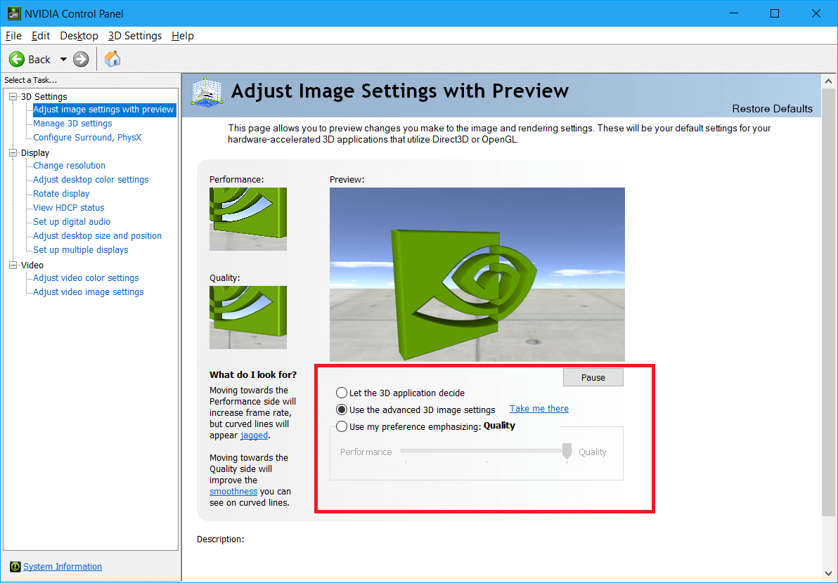 Nvidia display settings are not available