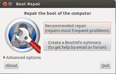Ubuntu boot-repair option