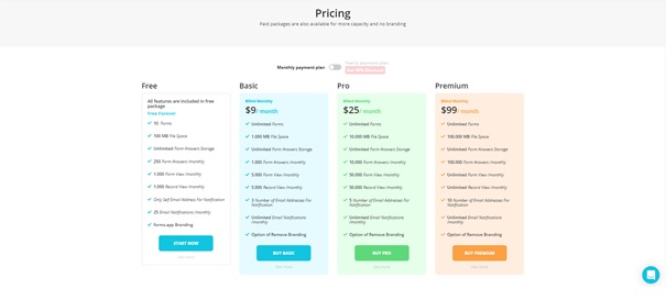 What about forms.app pricing