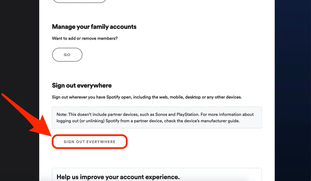 Removing the account on all connected device
