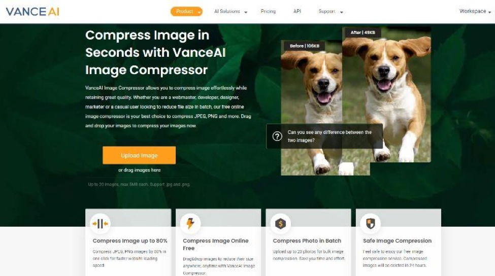 Use VanceAI Image Compressor to make your pages load faster