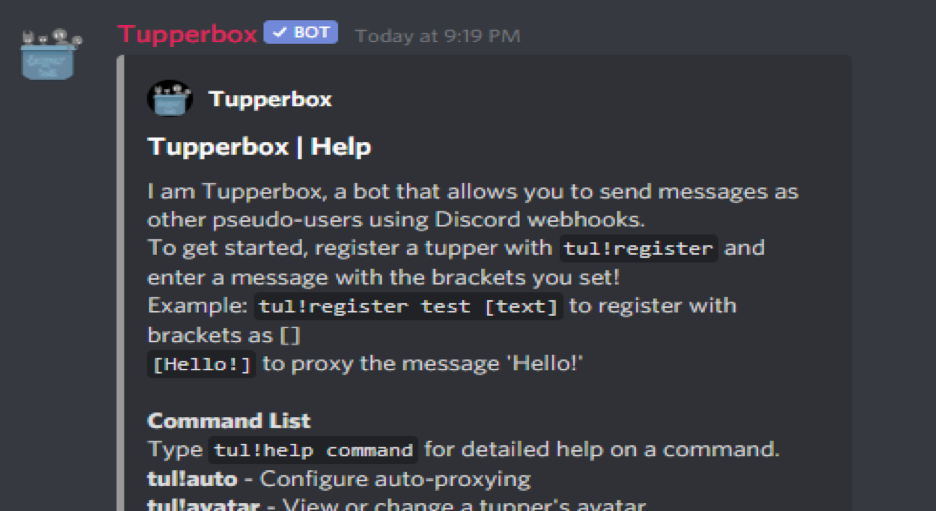 Tupperbox Discord