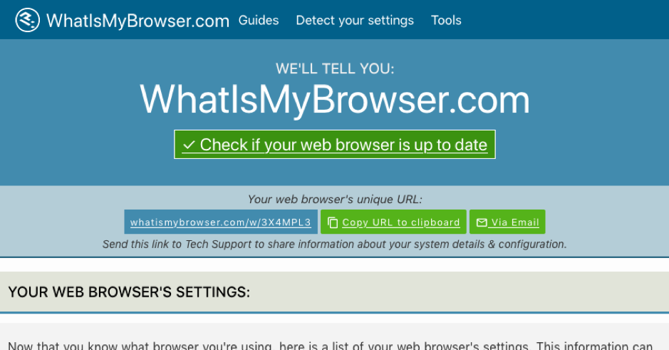 Browser and Website:System Check