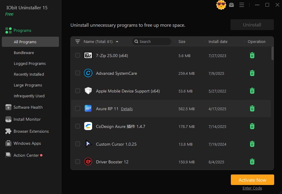 IObit Uninstaller 15 Free Step 1