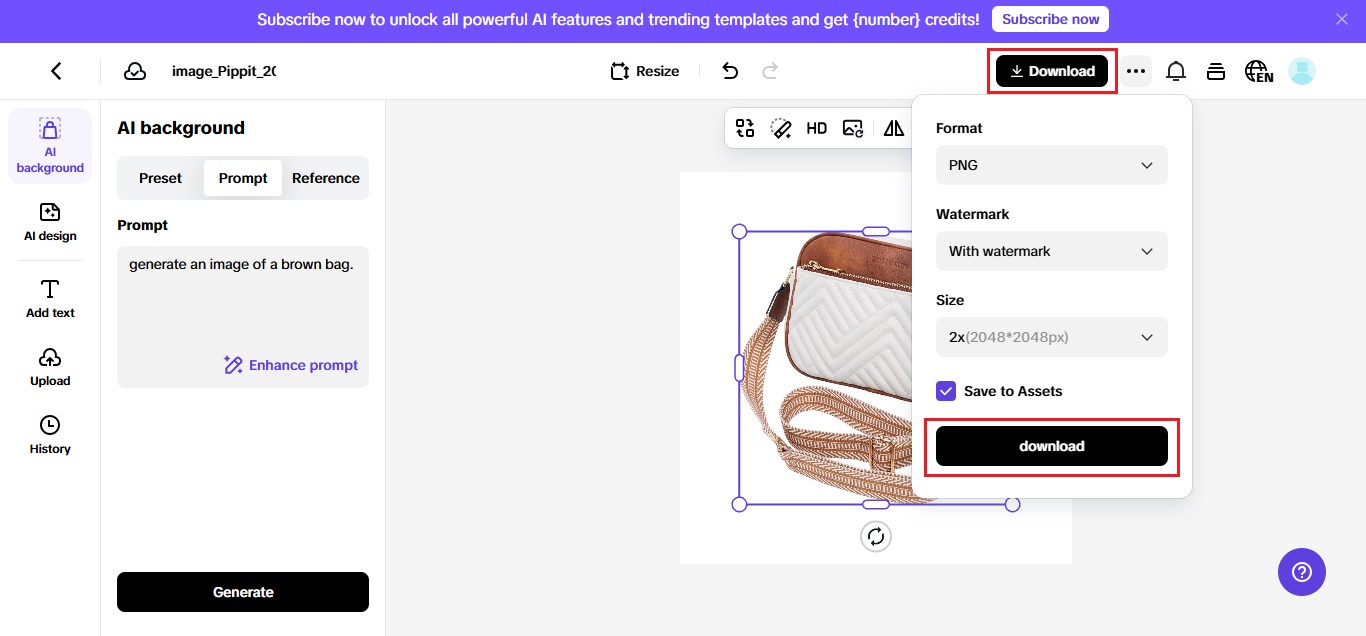 Pippit - Customize and download Image