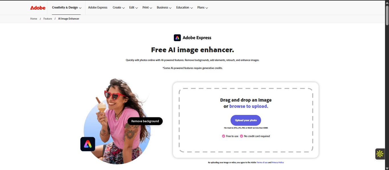 Adobe Express Free AI image enhancer