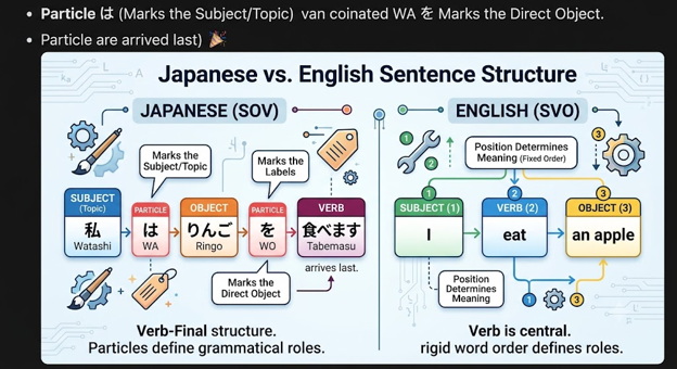Japanese vs english sentence structure