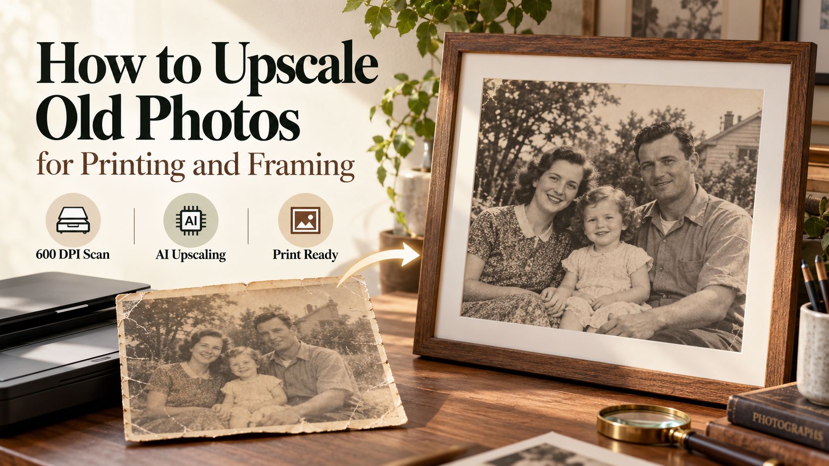 Upscale Old Photos for Printing and Framing